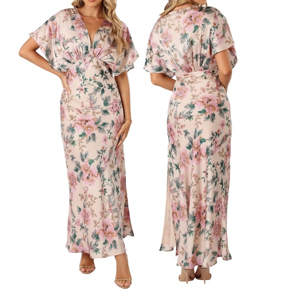 Petal & Pup Dresses & Skirts - Petal & Pup Women’s Ricki Floral Satin Gown Size L